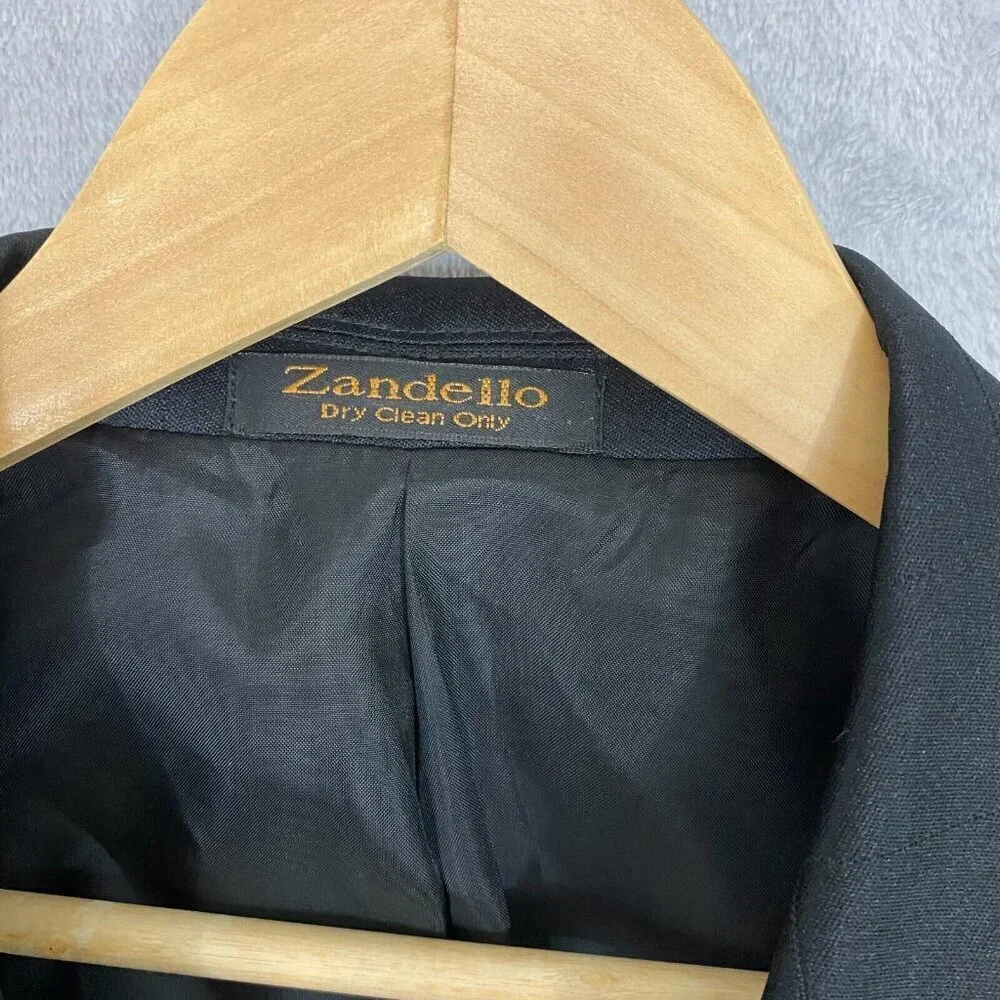 Zandello Blazer Men's Size 42L Black Plaid Suit Jacket‎ Sport Coat Ventless